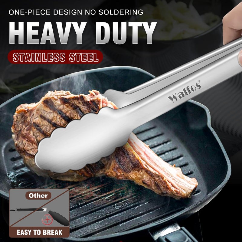 Walfos 17 Inch Extra Long Grill Tongs, Ultimate Stainless Steel BBQ Tongs for Grilling, Cooking, BBQ/Barbecue, Buffet and Turning Food - Image 2